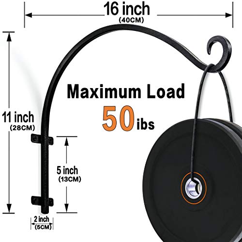 Lifyzoon Heavy Duty Hanging Plant Bracket: Outdoor Hand-Forged Hanging Plant Bracket Hook - 16Inch Black Bird Feeder Bracket #TOP4