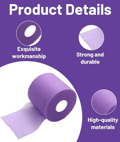 Image of Badminton Grip Tape - Cushion Wrap Pre-Wrap Sports Tape for Badminton Rackets - 10m x 70mm Purple Overgrip for Enhanced Comfort, Anti-Slip Handling, Sweat Absorption, and Improved Control