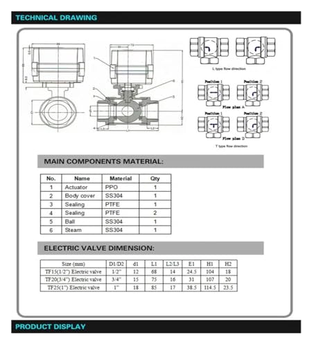 Vanne de régulation de débit électrique DN20 pour mixage 3 voies - 5
