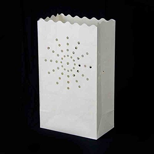 Fascola White Luminary Bags - 10 Count - Sunburst Design - Flame Resistant Paper - Christmas Holiday Outdoor Decorations - Party And Event Decor - Luminaria Candle Bag - Ten Bags (Sunburst) #TOP1