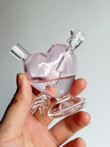 Mini Glass Heart Hookah Ornament, Colorful Decorative Handicraft, 1 Piece