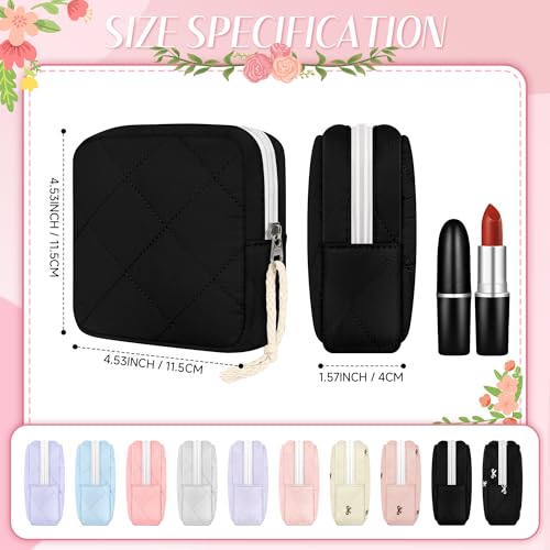Image of Likesing Period Bag Pouch, Quilted Cotton Tampon Holder for Purse-Black | Quilted Period Pouches for Teen Girls, Women Portable Sanitary Napkin Storage Bag, Feminine Sanitary Bags Emergency Pad Pouch