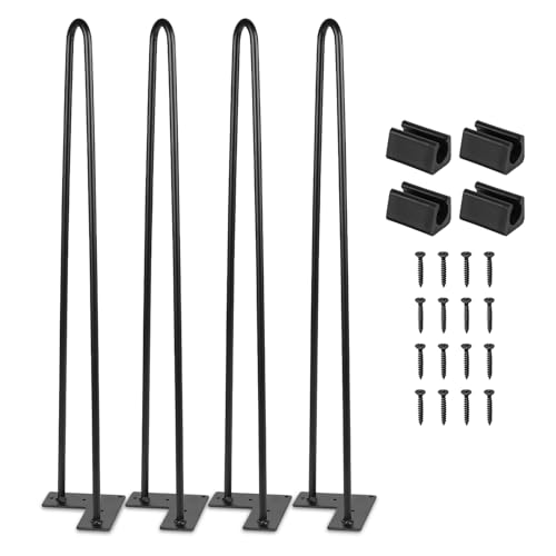 Listado de Armarios de suelo para comprar hoy. 44 Jopassy Juego de 4 Patas de Mesa para el Pelo, Patas de Mesa con Protector de Suelo y Tornillos, Patas Negras de Acero de 61 cm, 2 Barras para sillas, armarios y sofás