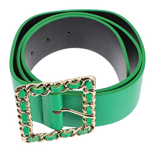 LUOZZY St. Patrick's Day Green Waist Belt Pants Square Buckle Women Casual Belt for Women Costume Decoration