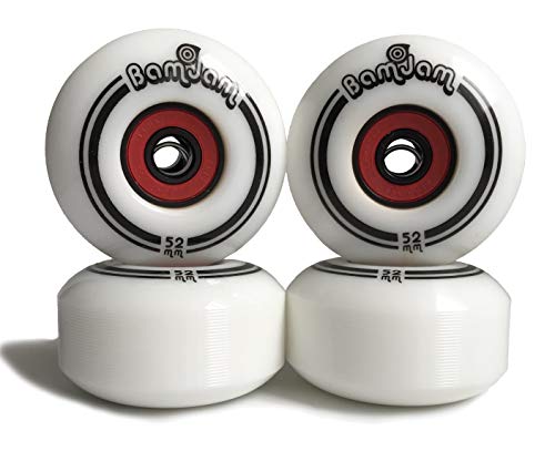 Skateboard Wheels 52mmX30mm (4 Pcs), 100A Hardness Street Skateboarding Wheels, ABEC-7 Bearing, Professional Grade Wheels for Tricks and Grinds (White)