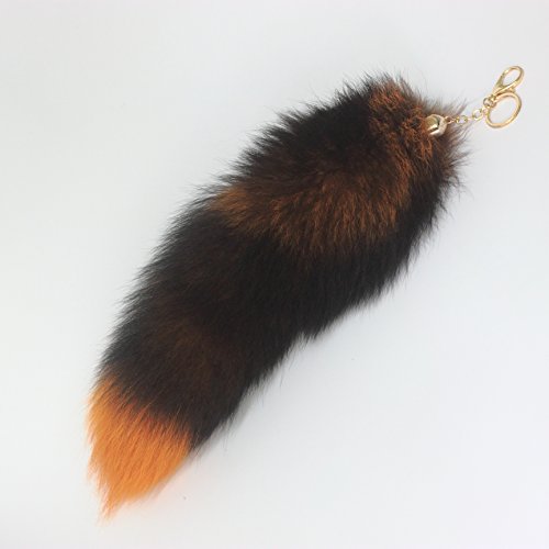 Fosrion Supper Huge And Fluffy Colored Fox Tail Fur Cosplay Handbag Accessories Key Chain Ring Hook Tassels (Yellow) #TOP1