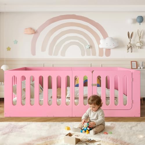 Image of Bellemave Full Montessori Floor Bed Frame,Pink