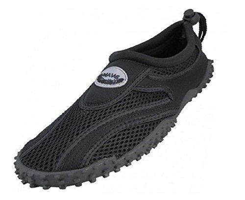 Easy USA Womens Aqua Wave Water Shoes (6, Black/Black)