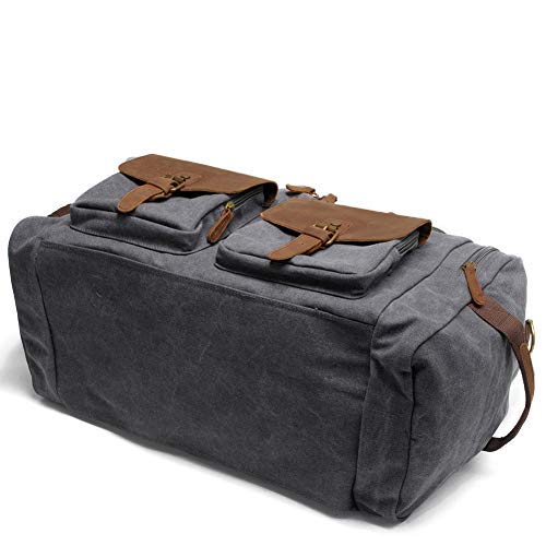 Kemy's Canvas Duffle Bag for Mens Oversized Overnight Bag Weekend Duffel Weekender Travel Bags Leather Doufle Gym Carryon Airplanes Carry On Luggage Large Easter Gifts