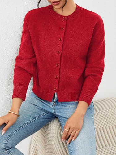 Image of Ibeauti Cropped Cardigan Sweaters for Women 2026 Trendy Spring Y2k Outfit Long Sleeve Button up Open Front Short Knit Sweater