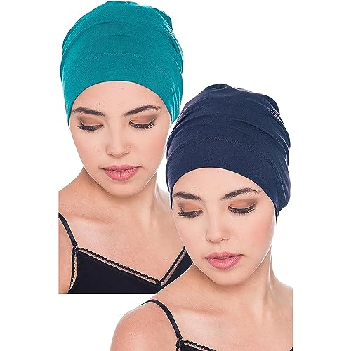 Deresina Headwar Gorro para Dormir, Gorro Oncologico (Verde Azulado - Denim)