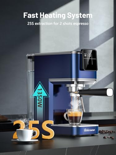 RELEXNOW Espresso Machine, 20 Bar Espresso Maker Milk Frother & LCD Panel, Hot & Iced Coffee Machine, Stainless Steel Espresso Coffee Machine with 41oz Water Tank for Cappuccino, Latte - Thumbnail 3
