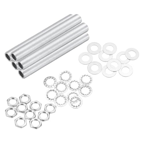 Image of MECCANIXITY 35Pcs 3 inch Lamp Pipe Kit with Nuts Washers 1 /8IP Thread Fasteners Assortment for Chandelier Ceiling Light Repair Assembly DIY Hardware