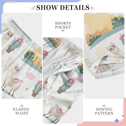 ZZXXB Hello Summer Llama Boys Long Pants Soft Trousers Elastic Waist Kids Lounge Bottoms with Pockets S-XL4