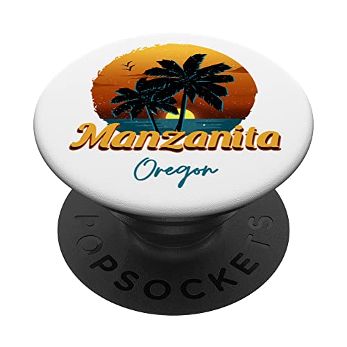 Manzanita Oregon Beach or Ocean - Recuerdo vintage de puesta de sol PopSockets PopGrip...