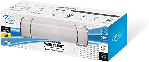 Euri Lighting EIN-VL19FR-1030e 24 Inch Brushed Nickel, Dimmable Integrated LED Frosted Vanity Light Bar, 28 Watts, 2100 Lumens, 3000K Soft White, Energy Star