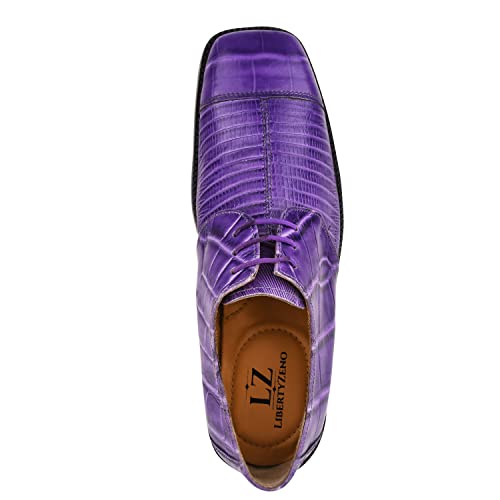 Image of LIBERTYZENO Mens Animal Print & Plain Genuine Leather Adults Lace Up Oxford Dress Shoes for Easter Gift