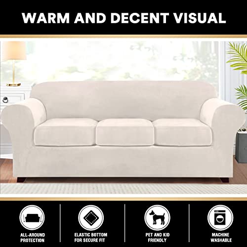 Princedeco PART-PDSOFA2P-3IVORY-YH 4 Pieces Couch Covers Velvet Couch Covers thumb #4