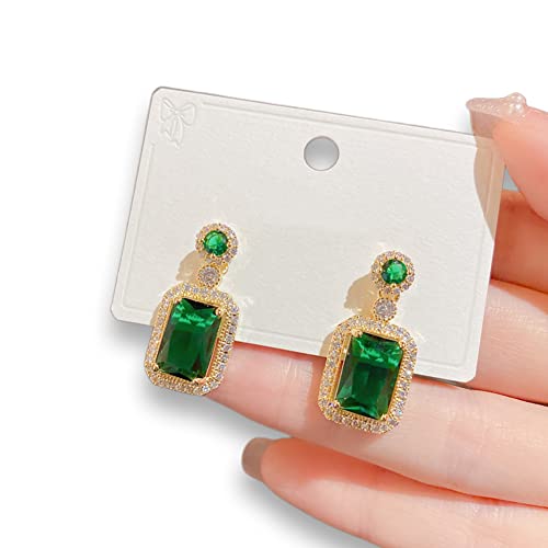 Lonbamu Women Jewelry Set Rhinestone Zircon Emerald Pendant Necklaces & Earrings Set 925 Sterling Silver Created thumb #7