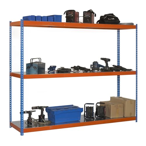 SimonRack Estantería Metálica Almacenaje, Sin Tornillos, 3 Baldas, Alta Capacidad Carga 400 kg, 2000x1500x750 mm, Estantería Taller Garaje Trastero, Azul/Naranja/Galva - imagen 6