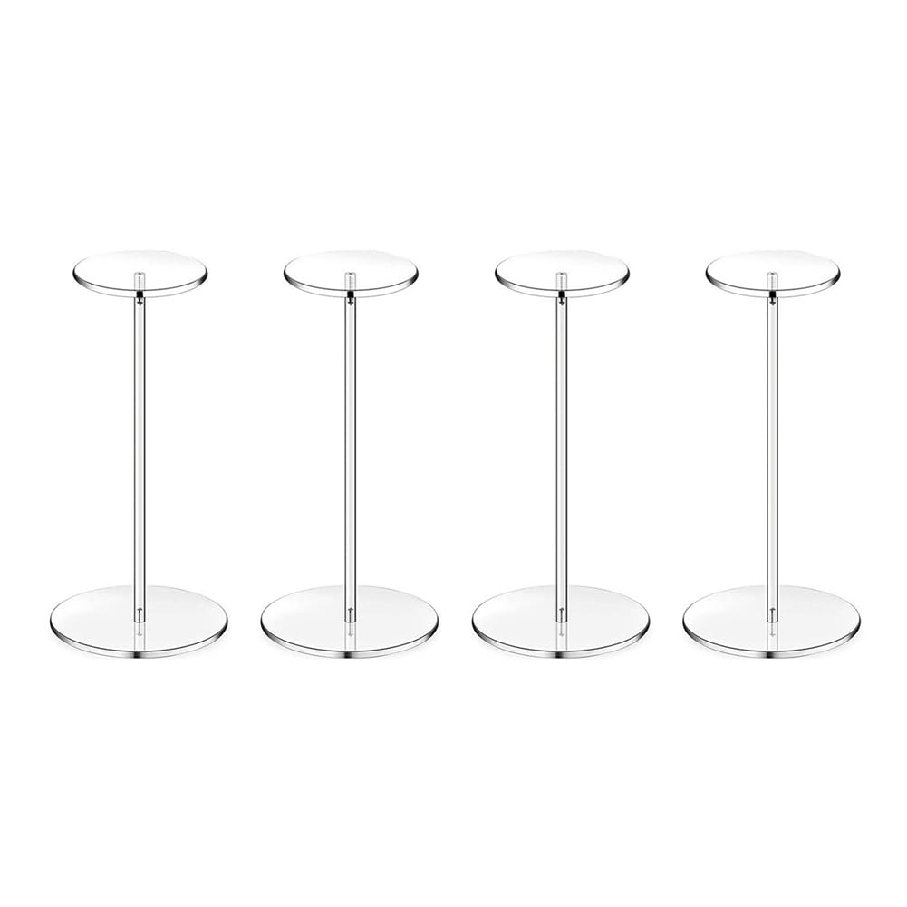 Lnfxkvva 4 Sets Acrylic Hat Stand Clear Pedestal Display Stand Baseball Hat Racks Round Acrylic Risers for Display Hat
