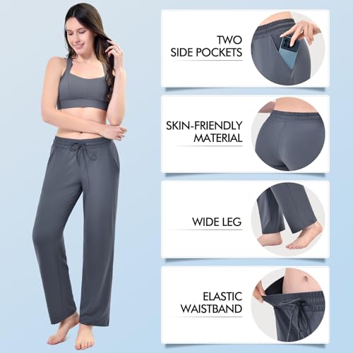 Stanpetix Track Pants Women Loose Straight Leg Women’s Sweatpants with Pockets for Sports Jogging (Grey,X-Large) — view 3