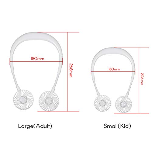Ajcoflt Ventilador de pescoço Portátil USB Recarregável LED Design de Ventilador Ventilador Pessoal