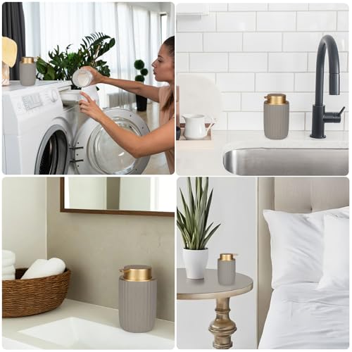 Image of Segbeauty Gray Ceramic Dish Soap Dispenser, 10.8oz Refillable Liquid Soap Pump Bottle for Kitchen Bathroom Countertop, 320ml Empty Shampoo and Conditioner Dispenser Bottles for Lotion Hand Wash Shower