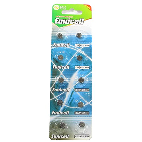 10 Eunicell Ag1 / 164/364 / Lr621 Button Cell Battery Long Shelf Life 0% Mercury (Expire Date Marked) #TOP6