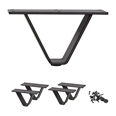 AKB Hardware Set of 4 Heavy Duty Solid Steel V-Style Furniture Legs – Metal Legs for Sofas, Cabinets, and Beds – Modern Design, Durable and Stylish (Black) Cover