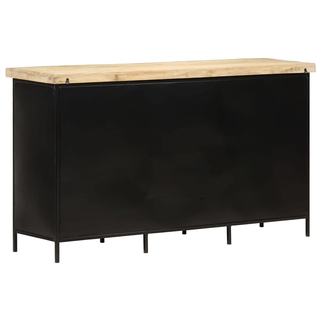 Credenza in Legno di Mango Grezzo 140x38x76 cm con 2 Ante e 6 Cassetti Mobile Buffet per Soggiorno Cucina Ingresso Arredo Rustico Industriale