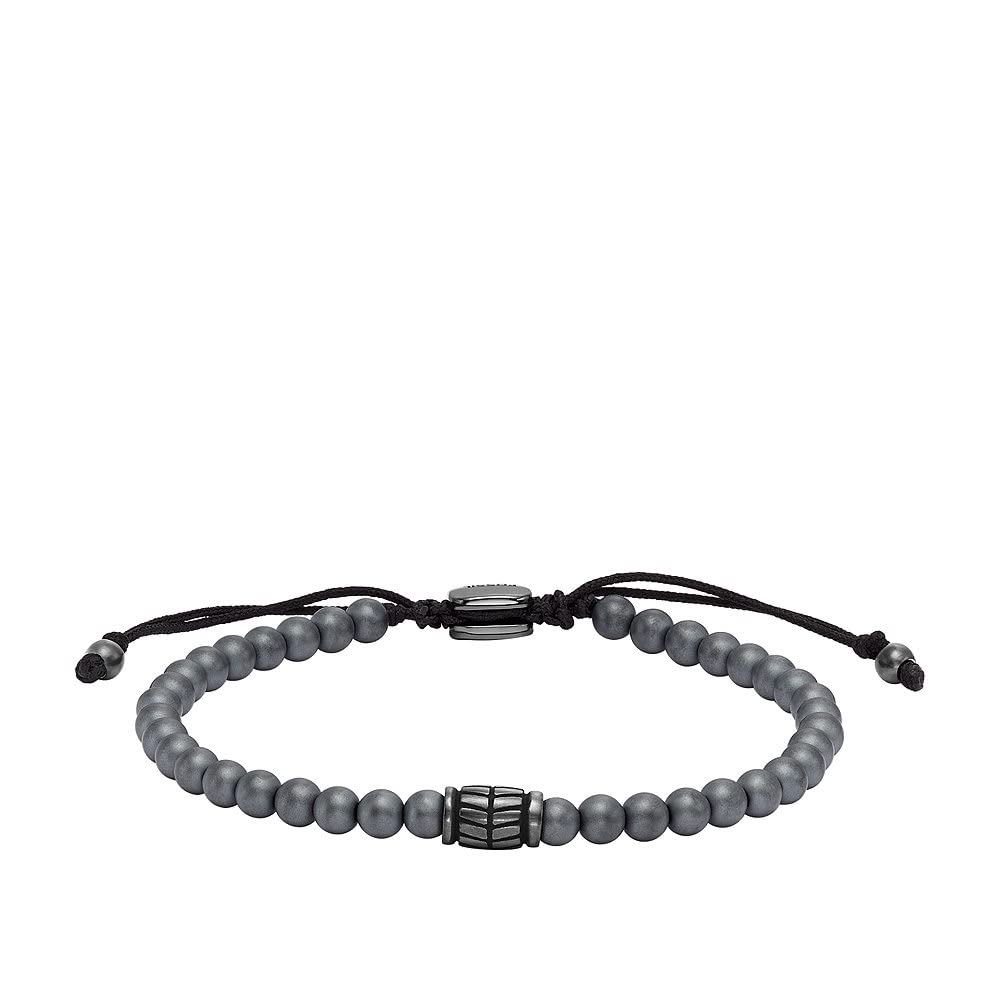 Fossil Bracelet for Men, Length: 250mm, Width: 4mm Gunmetal Stainless Steel Bracelet, JF04416793