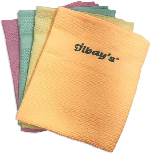 ilbays [4er Mikrofasertücher für streifenfreie Reinigung ohne Reinigungsmittel Allzwecktücher für Auto Küche Bad und mehr Fenstertücher 40x60 cm