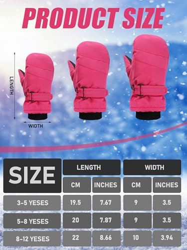 Image of SATINIOR Kids Snow Mittens Waterproof Winter Ski Gloves Warm Thicken Snow Gloves for Girls Boys