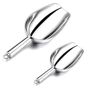 KOMUNJ Eisschaufel 2er-Set,Edelstahl Abwiegeschaufel Mehlschaufel Futterschaufel, für Bar, Küchen, Büfett, Party, Hochwertige & Spülmaschinengeeignet