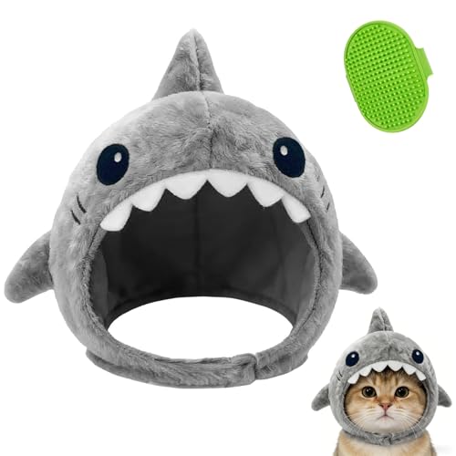 Shark Cat Hat Costume, Winter Hat for Cats &amp; Small Dogs, Cute Pet Dog Cap Costume Gear for Kitten &amp; Puppy Bonnet (1)