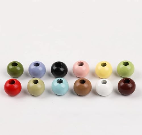 Miniatura 4 de Oneyijun 50 cuentas grandes de madera redondas naturales de 0.78 pulgadas (0.787 in), cuentas sueltas, para guirnaldas hechas a mano, decoración del