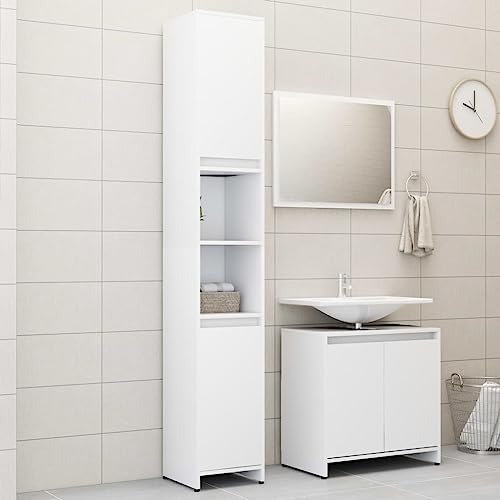 NQJIBUE Item-Juego de muebles de baño de 3 piezas de madera de ingeniería blanca, juegos de muebles, juegos de muebles de baño