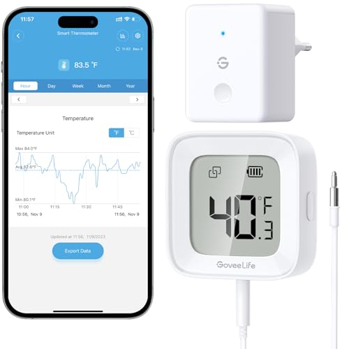 GoveeLife WLAN-Kühlschrankthermometer digital mit Alarm, kabellosem Funk Gefrierschrank Thermometer mit App, LCD-Display, 2 Jahre Datenexport, für Kühlschränke, Gefrierschränke, Aquarium GoveeLife WLAN-Kühlschrankthermometer digital mit Alarm, kabellosem Funk Gefrierschrank Thermometer mit App, LCD-Display, 2 Jahre Datenexport, für Kühlschränke, Gefrierschränke, Aquarium