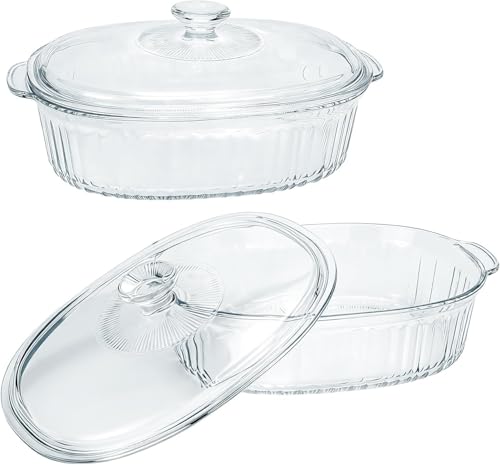 2 Plats à Four en Verre avec Couvercle - Cocotte Ronde en Verre Résistant à la Chaleur pour...