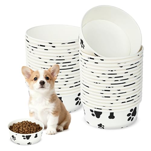Ampio utilizzo: queste ciotole per cani di carta sono adatte a tutti i tipi di piccoli animali domestici, come gatti, cuccioli, conigli e così via. E le ciotole di carta per alimenti per animali domestici sono adatte per l'uso in case con più gatti e cuccioli, negozi di animali, rifugi per animali domestici, stazioni di alimentazione per animali domestici, ecc. per un'alimentazione più efficace e conveniente.