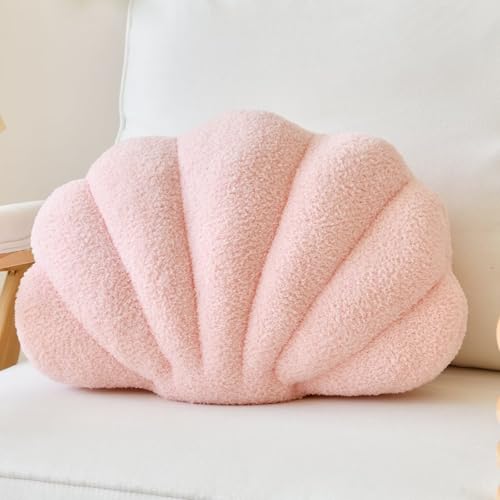 Lfsaaj Pink Seashell Throw Pillows, Shell Shaped Throw Pillows, 13 Inch Soft Home Decorative Pillow Plush Cushion for Bed Couch Living Sofa Room Decor Accent Throw Pillow