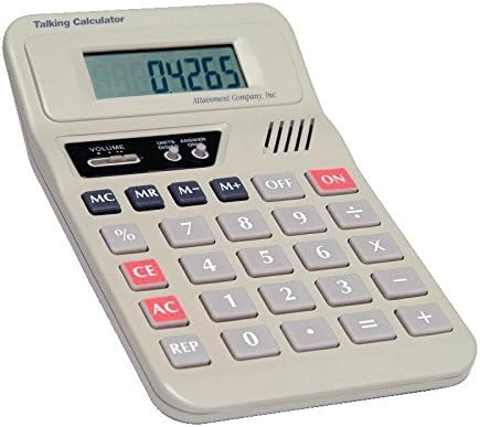 Attainment CAL-T01 Talking Calculator, 4" x 7" Size, 1.7" Height, 4.7" Width, 7.5" Length