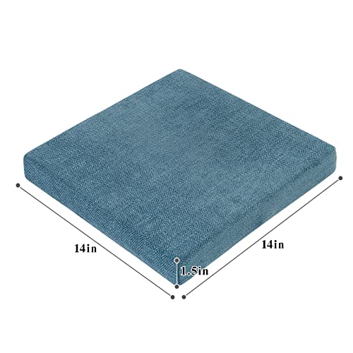 Baibu 14X14 Inches Stool Cushion Square With Ties Set Of 2, Non-Slip Bar Stool Cushion Square Seat Cushion With Machine Washable Cover - 2 Cushions Only (Blue, 14X14X1.5In) #TOP1