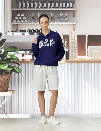 Image of Gap Women Graphic Printed Relaxed Fit Full Sleeve Hoodie