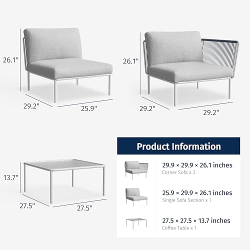 East Oak MM44BU1 5-Piece Montauk Modular Patio Furniture Set, Outdoor Sectional Sofa thumb #7