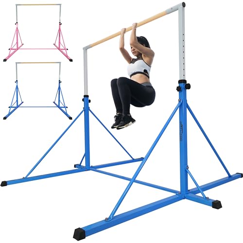 Seliyoo Gymnastics Bar,Gymnastic Bar For Kids,6FT Tall, 7.2 FT Base Length,Height Adjustable 49.2