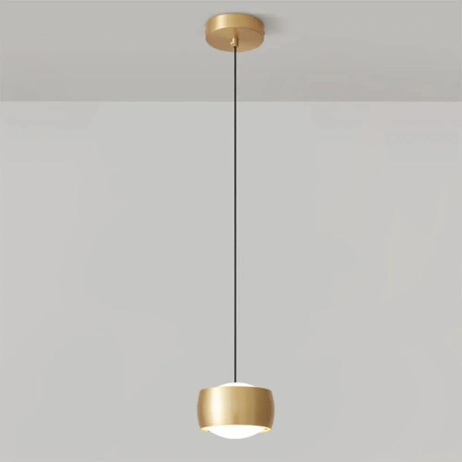 KXEcoLife Modern Globe Pendant Lights – Nordic Mid Century Hanging Light Fixture with Brass and Opal Glass Adjustable Ceiling Lighting for Kitchen Island, Dining Room, Bedroom(Gold,Whit