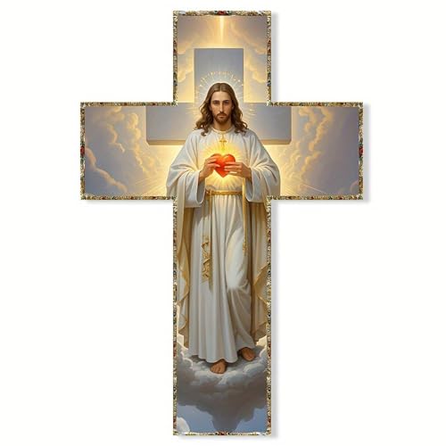 Cruz de Jesús para pared crucifijo de madera vintage decoración espiritual católica 12x8