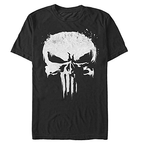T-shirt Punisher Marvel au motif cr&acirc;ne stri&eacute; contrast&eacute; noir